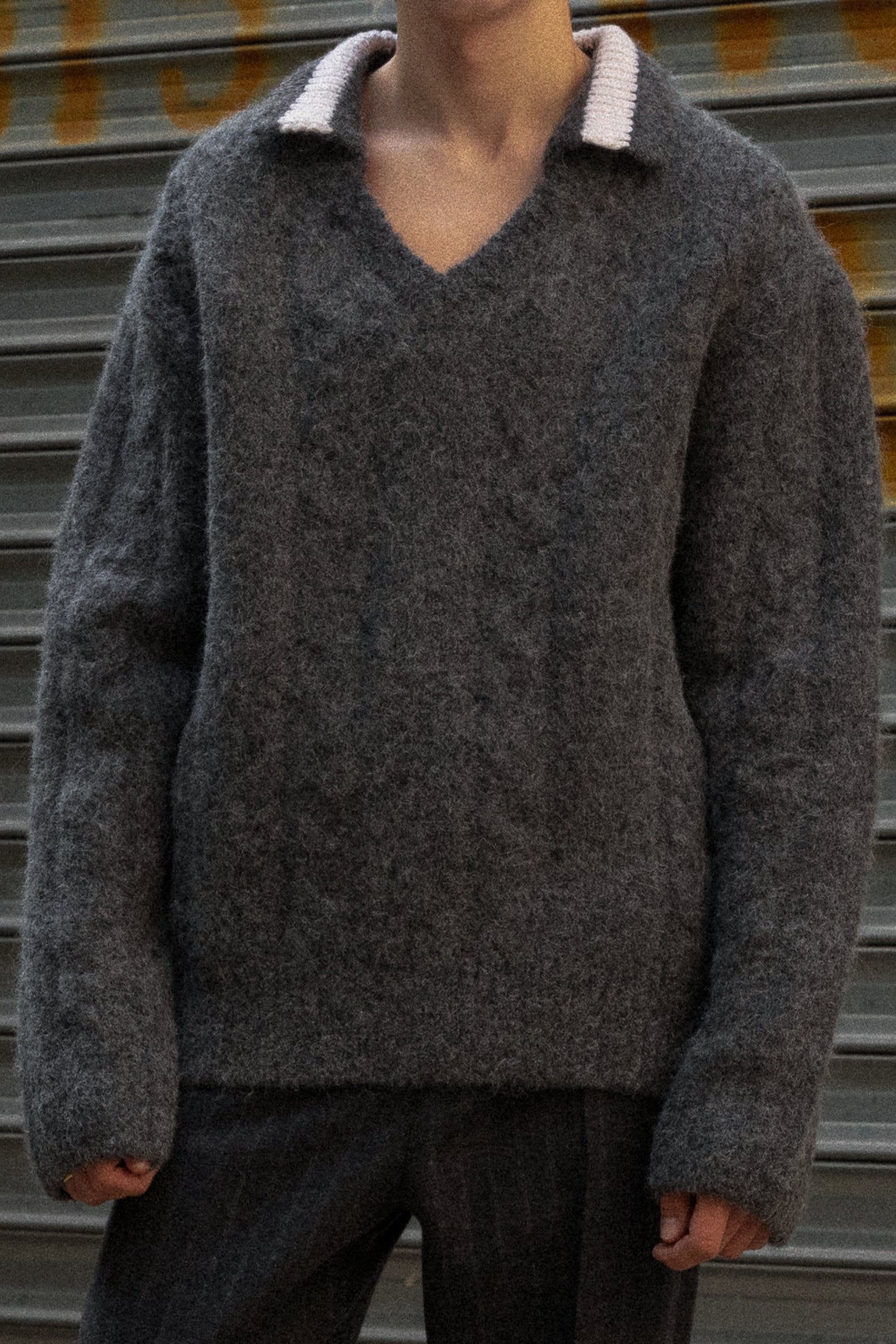 Color Knitted V Neck Top