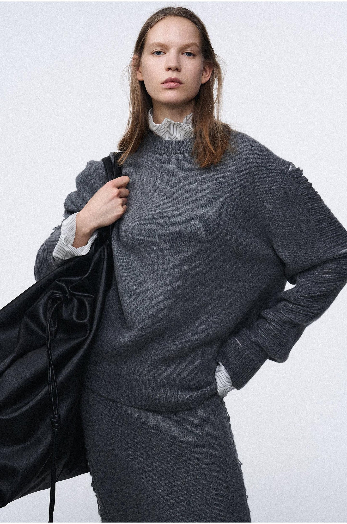 Striped Cut-Out Knit Skirt