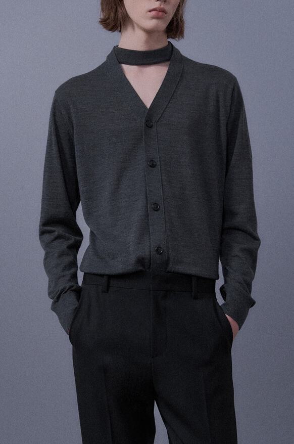 Cardigan Detail Wool Knitted Top