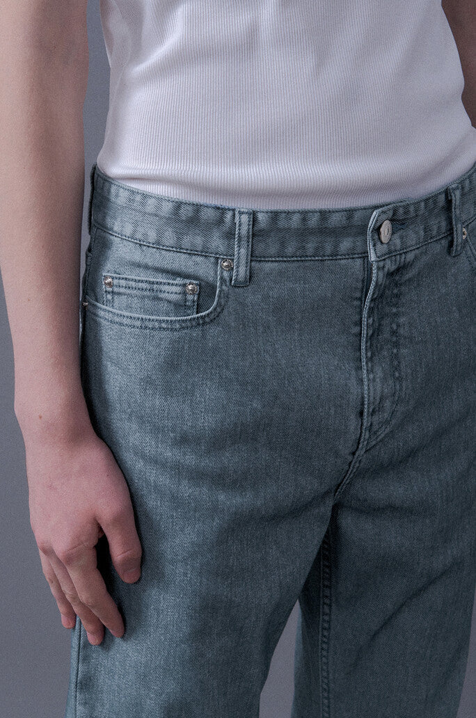 Flocked Flare Denim Pants
