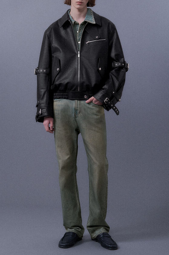 Washed Straight Denim Pants