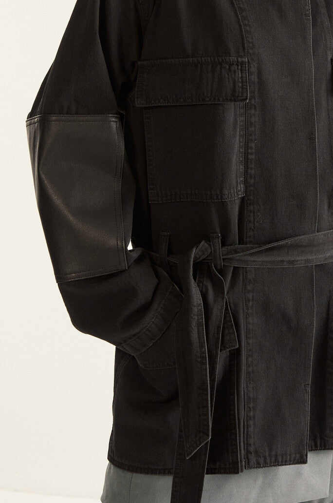 Dropped Waist Utility Denim Jacket