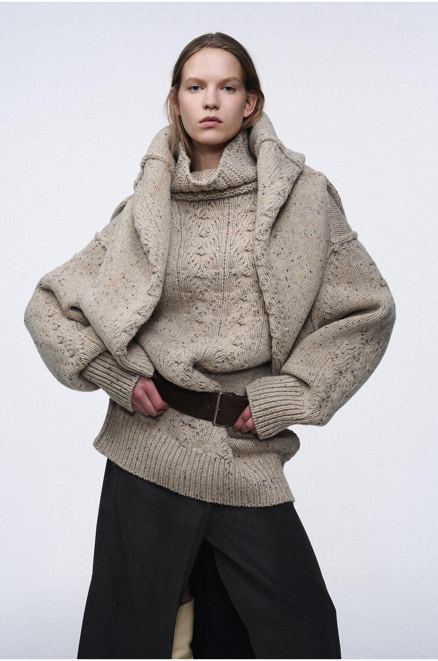 Volumed Turtleneck Knit Top