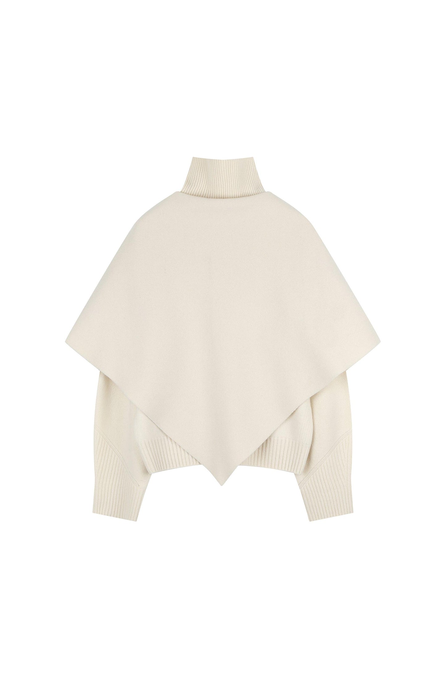 Whole-Garment Turtle Neck Knit Top With Scarf