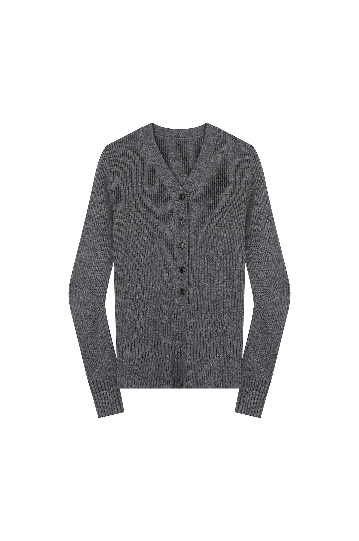 Buttoned V-Neck Knit Top