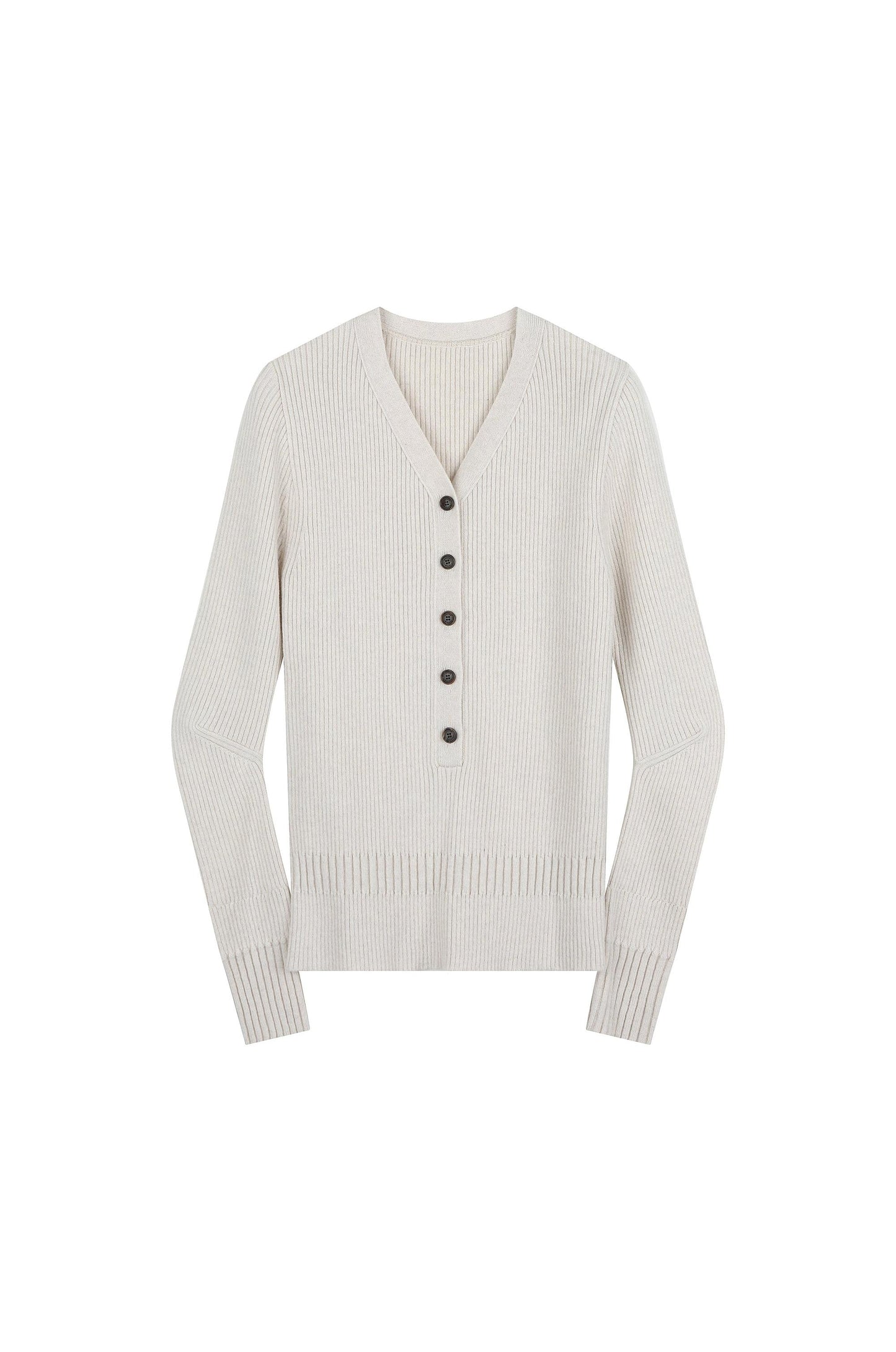 Buttoned V-Neck Knit Top