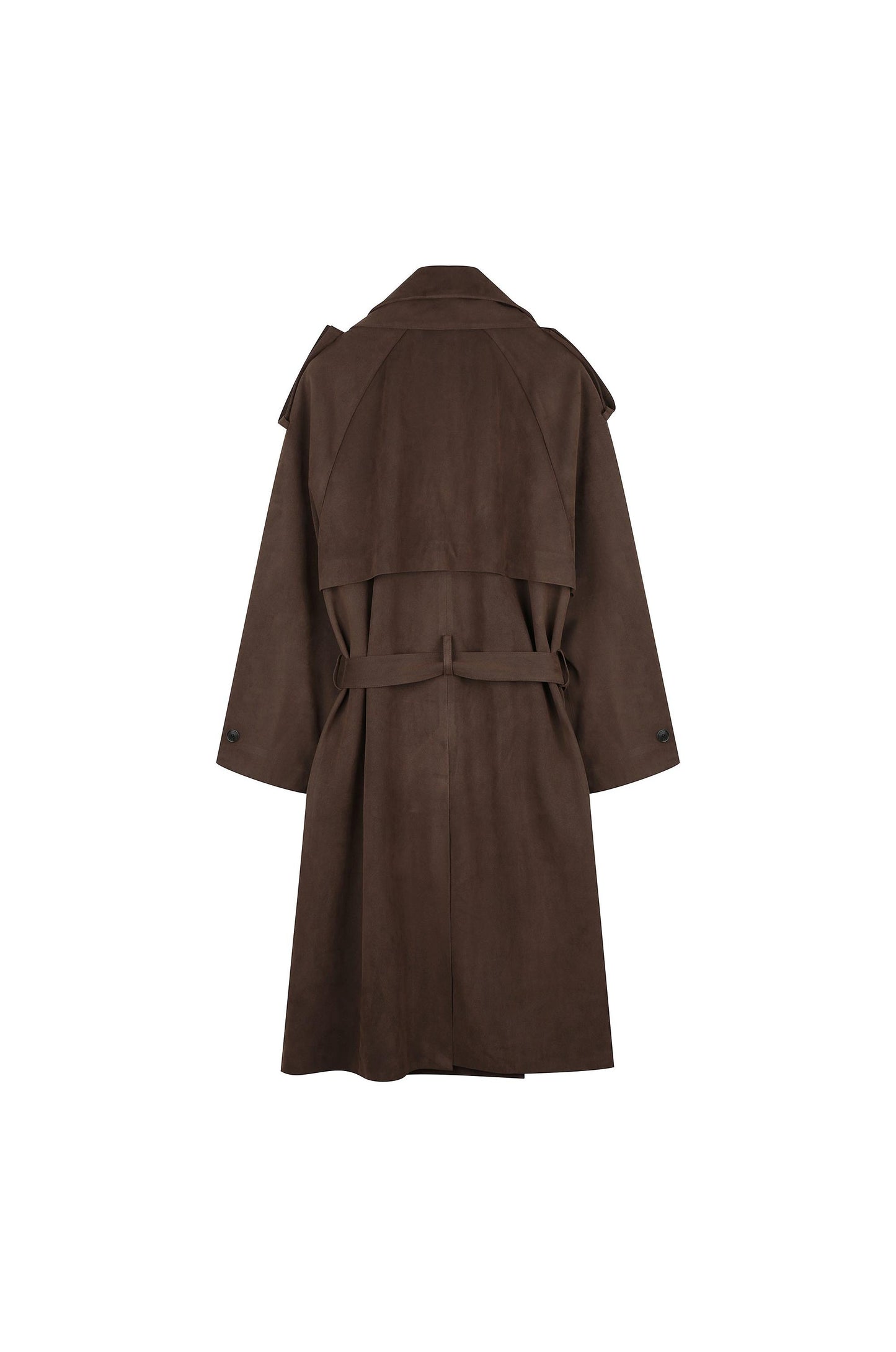 Suede Trench Coat With Scarf