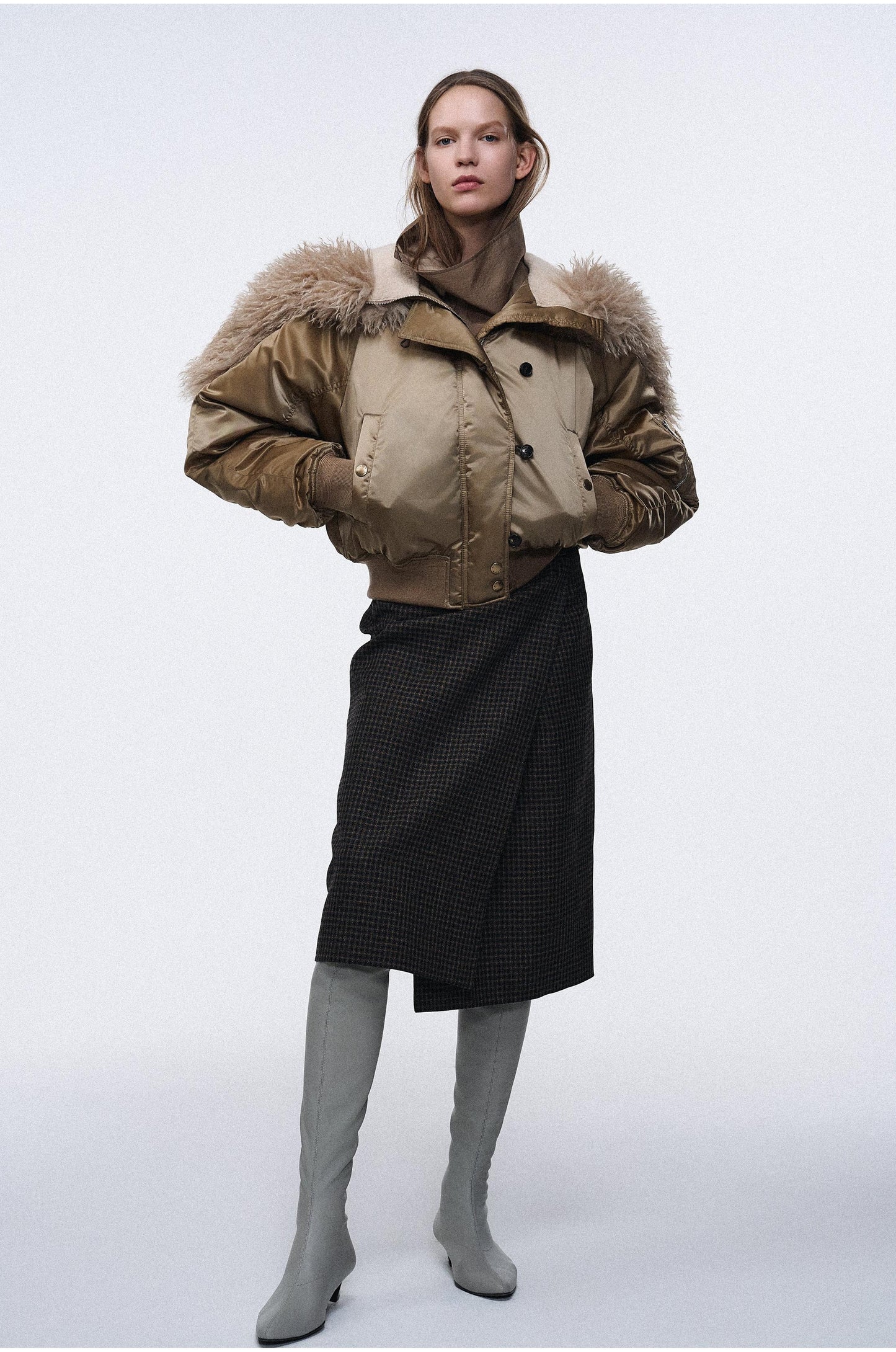 Check Wrap Skirt With Buckle