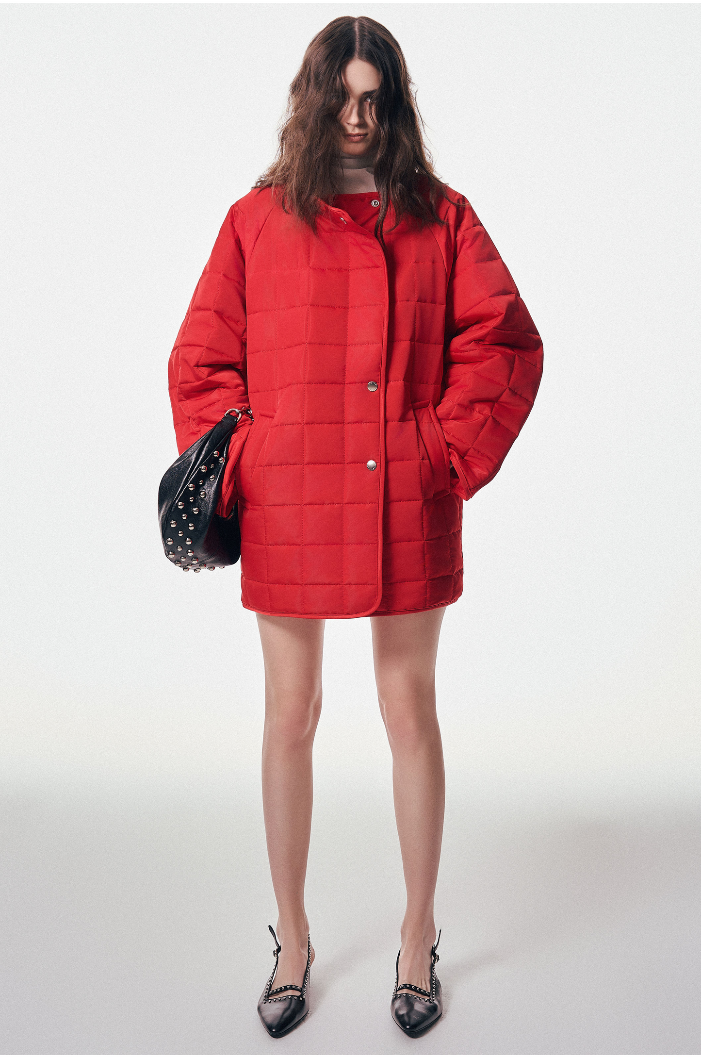 Quilted Square Neck Coat