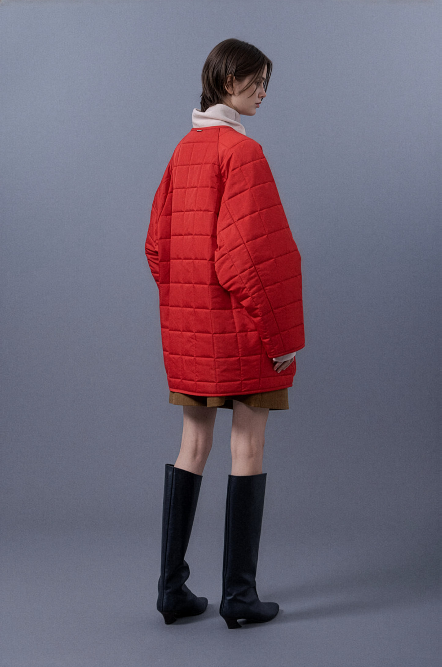 Quilted Square Neck Coat