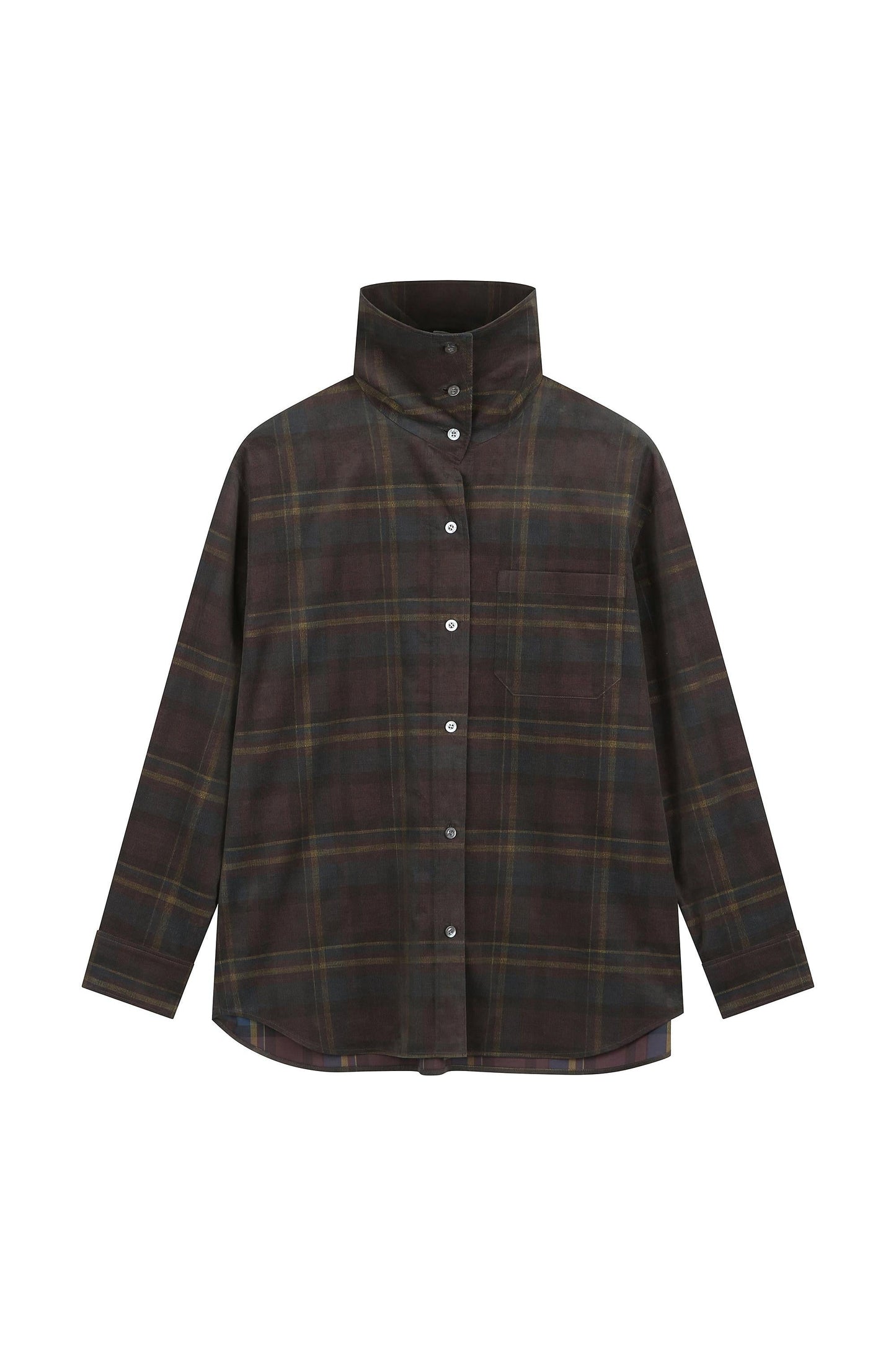 Checkered High-Neck Shirt