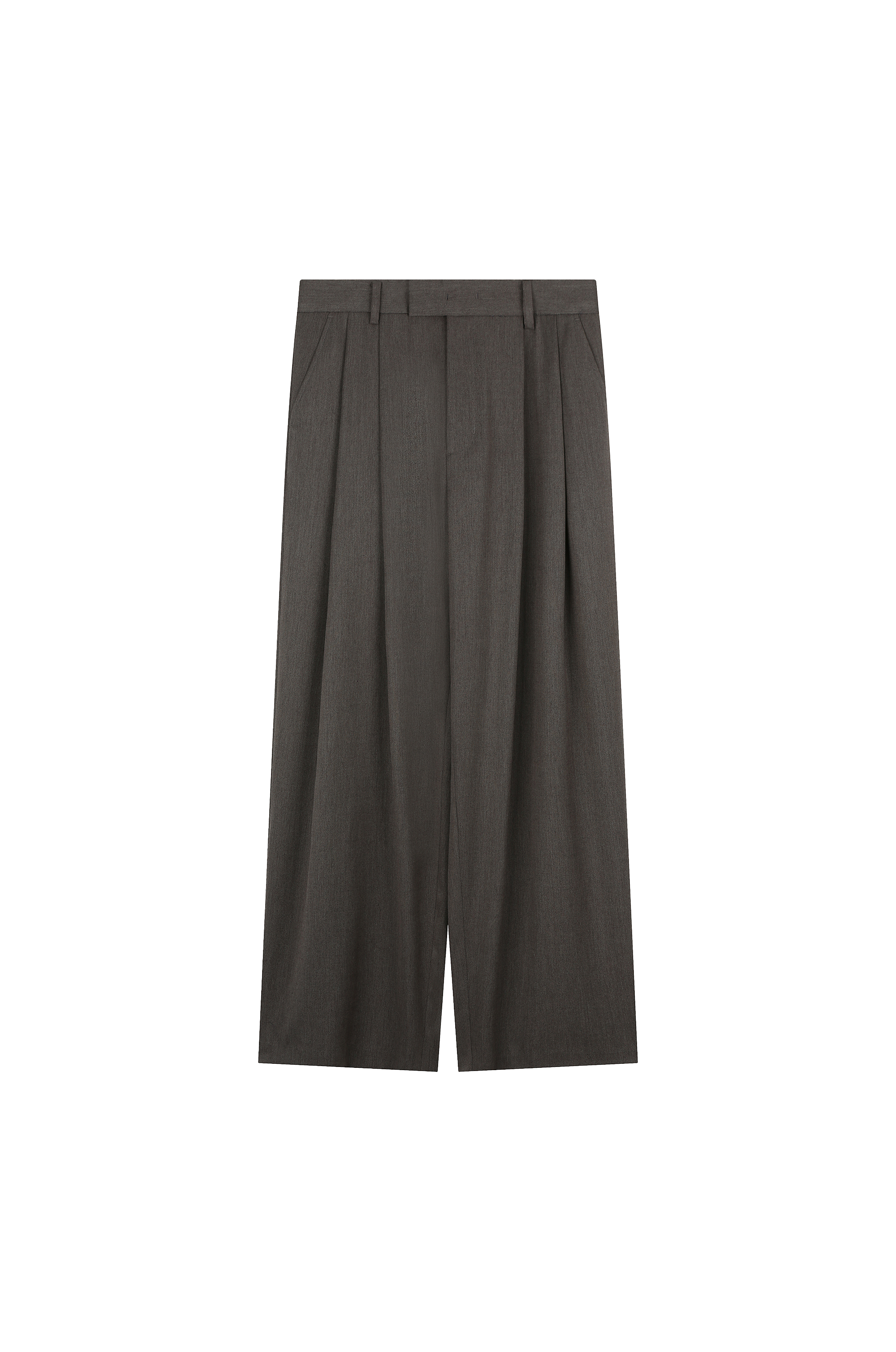 Super130's WORSTED WOOL LIGHT MILLED WIDE PANTS｜TOP BLACK