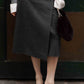Check Wrap Skirt With Buckle