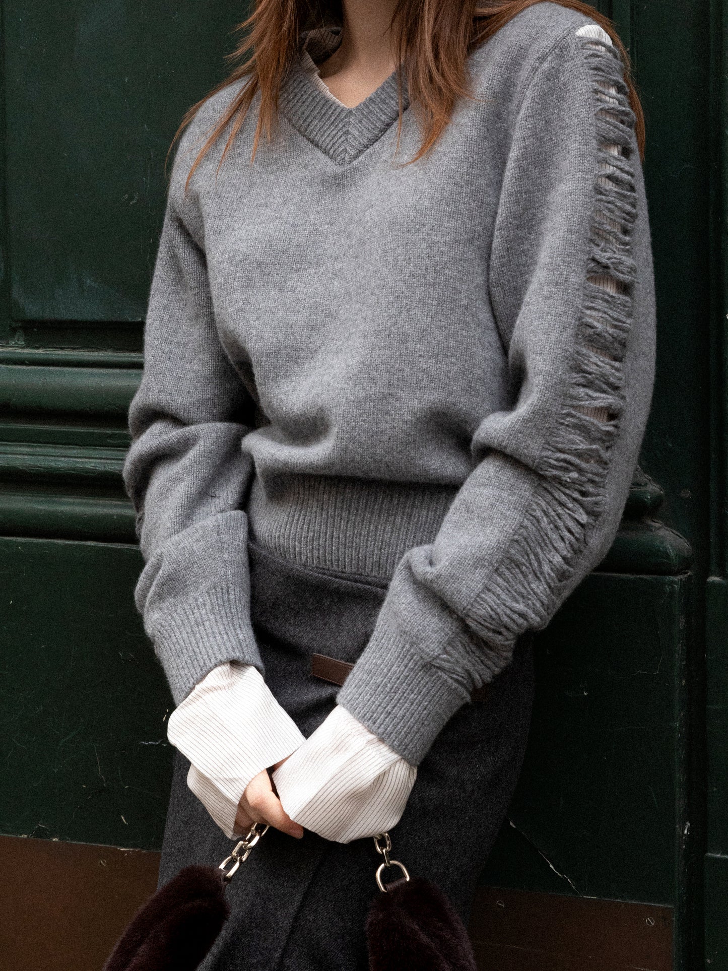 Striped Cut-Out Knit Top