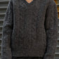 Color Knitted V Neck Top