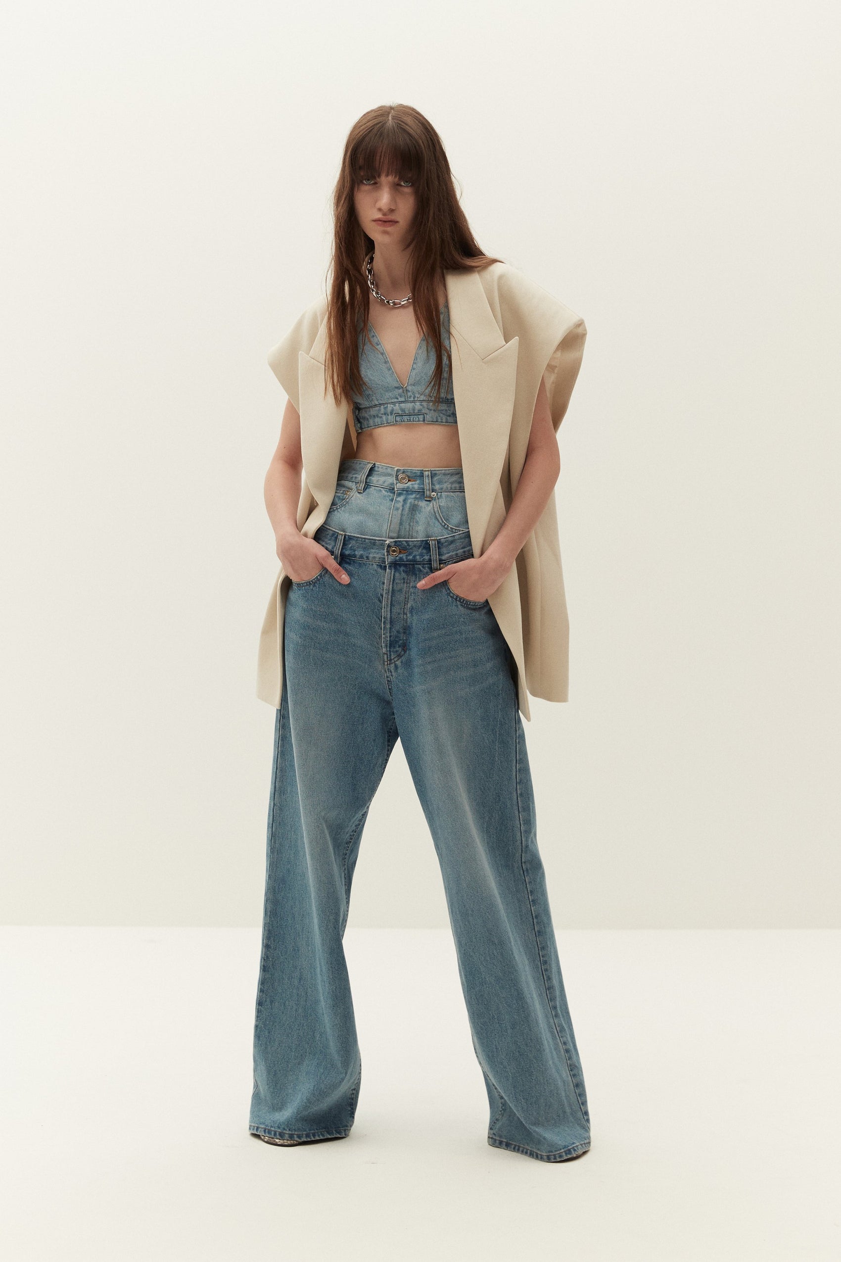 Double Waisted Denim Pants System