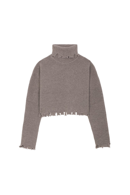 Deconstructed Turtle Neck Knit Top