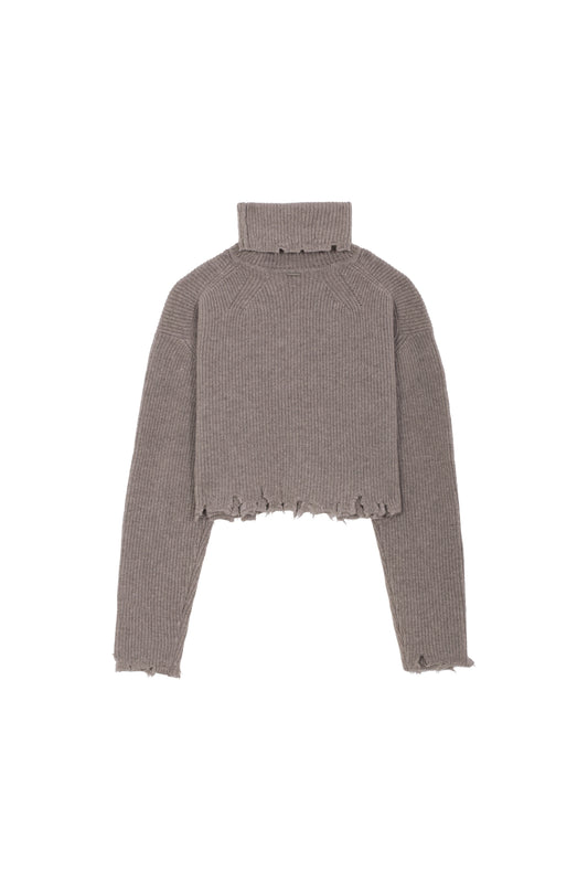 Deconstructed Turtle Neck Knit Top