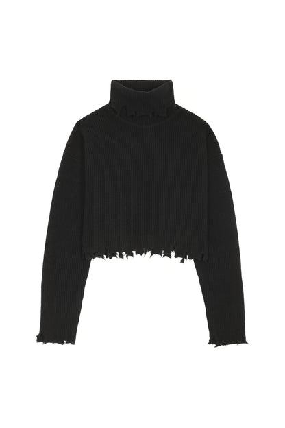 Deconstructed Turtle Neck Knit Top