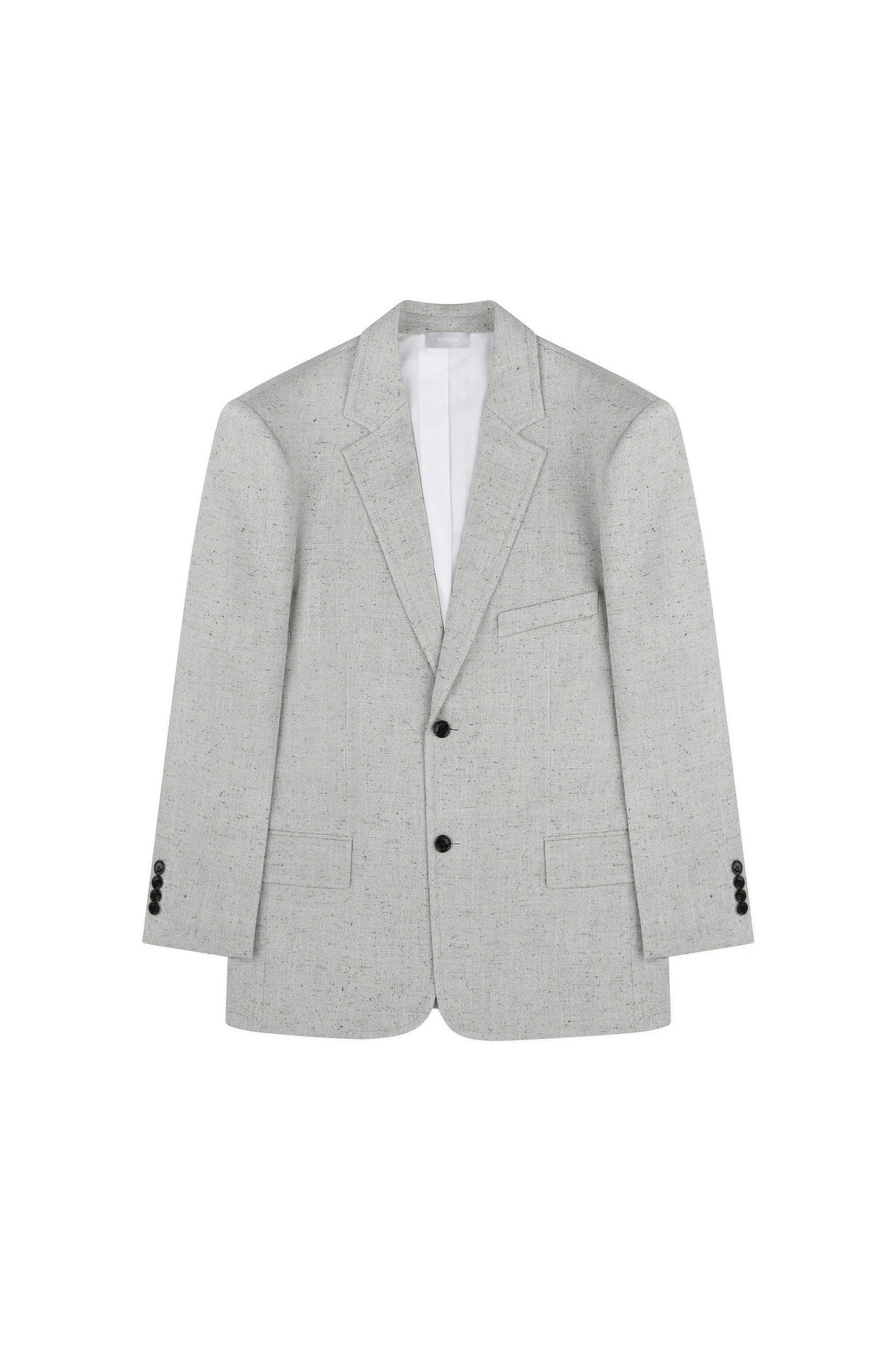 Notched Lapel Grey Set Up Jacket System