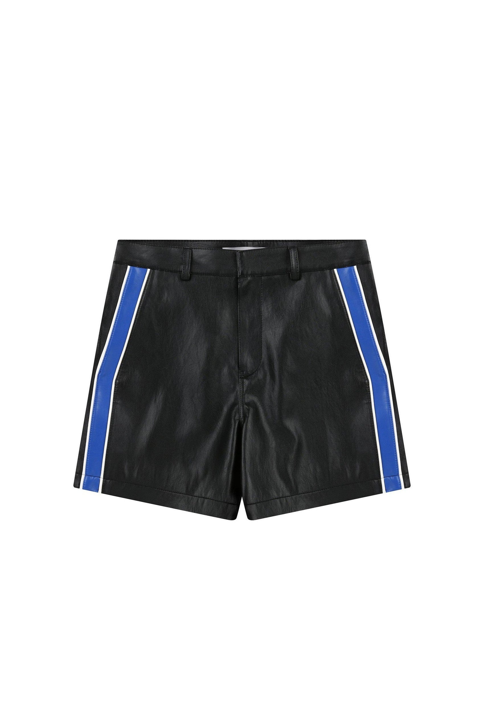 Piping Faux Leather Shorts System