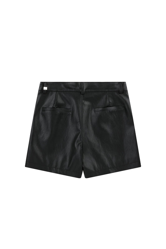 Piping Faux Leather Shorts