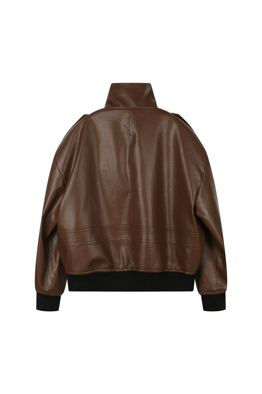 Faux Leather Padded Jumper