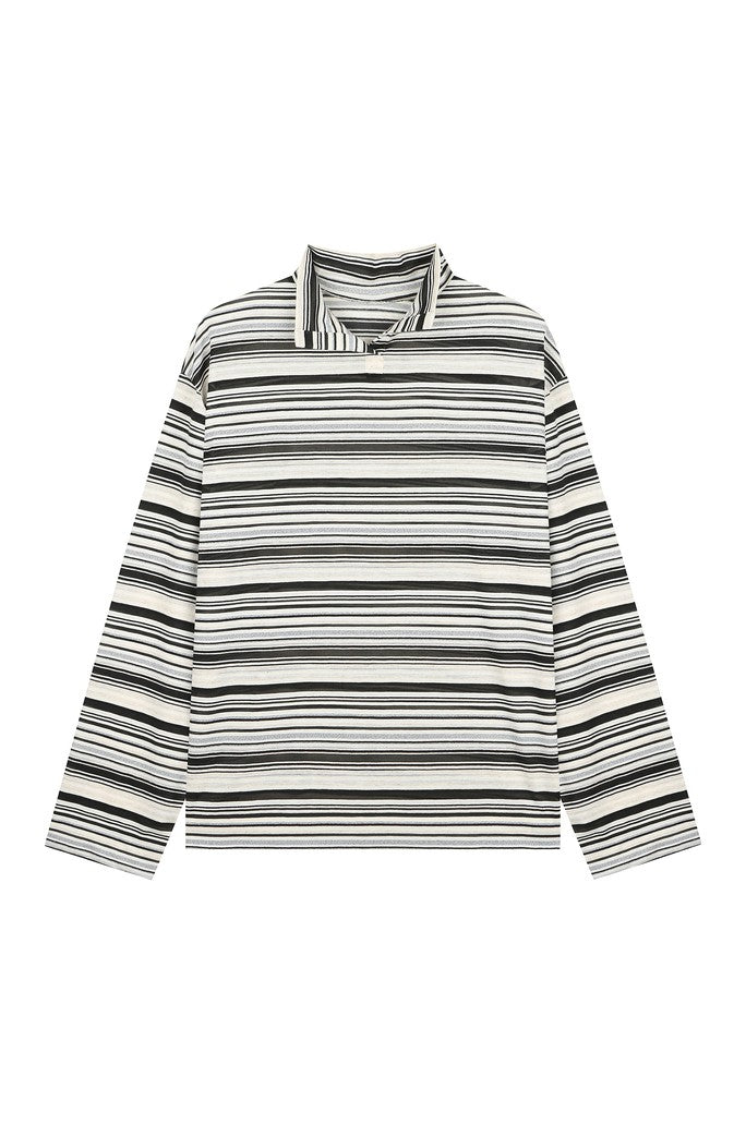 High Neck Striped T-Shirt