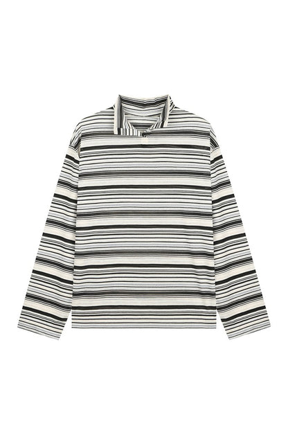 High Neck Striped T-Shirt