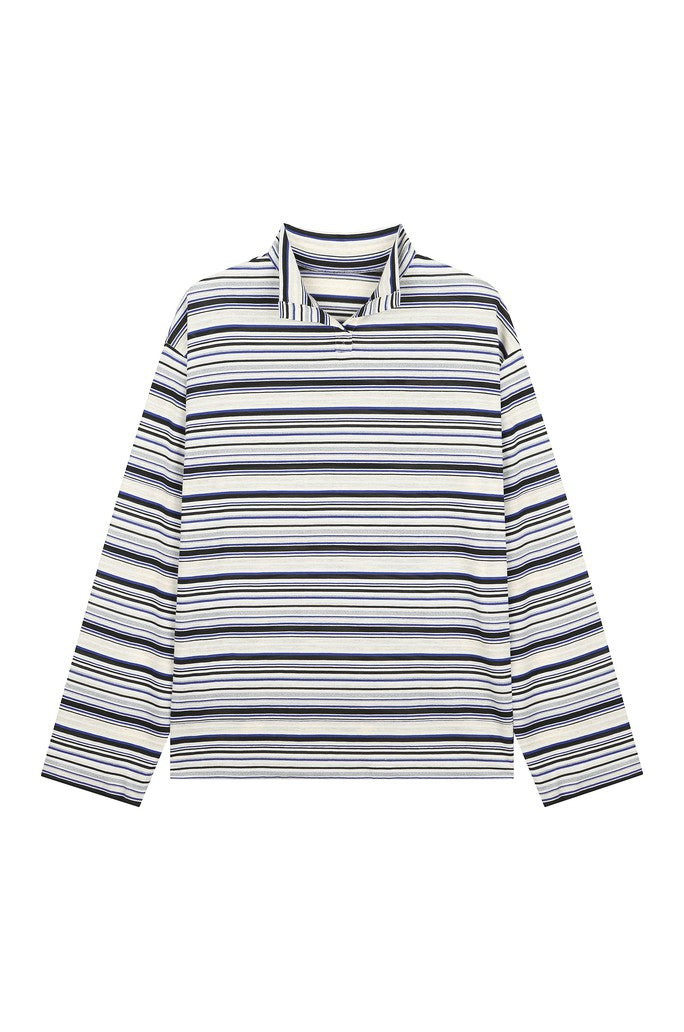 High Neck Striped T-Shirt