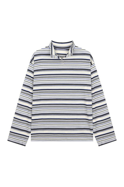 High Neck Striped T-Shirt