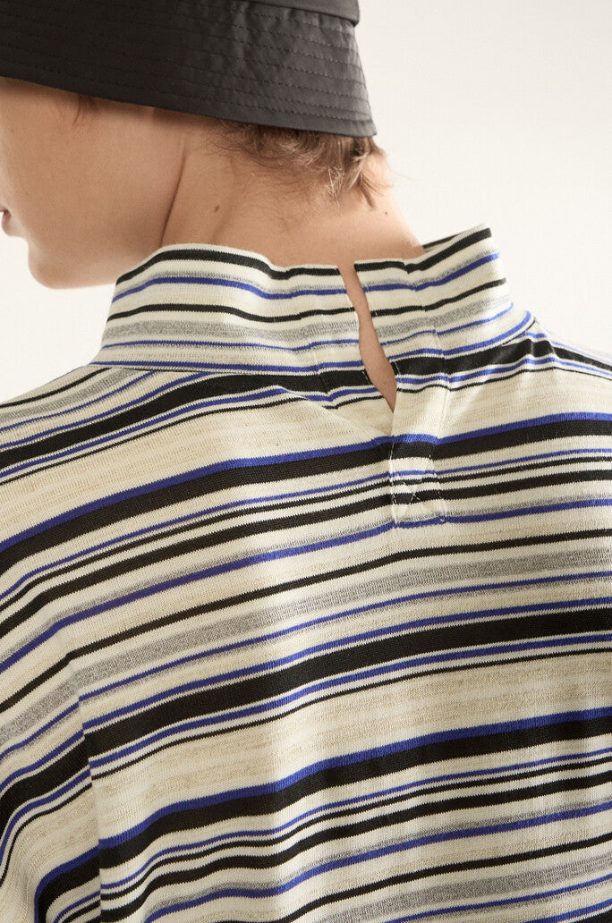 High Neck Striped T-Shirt