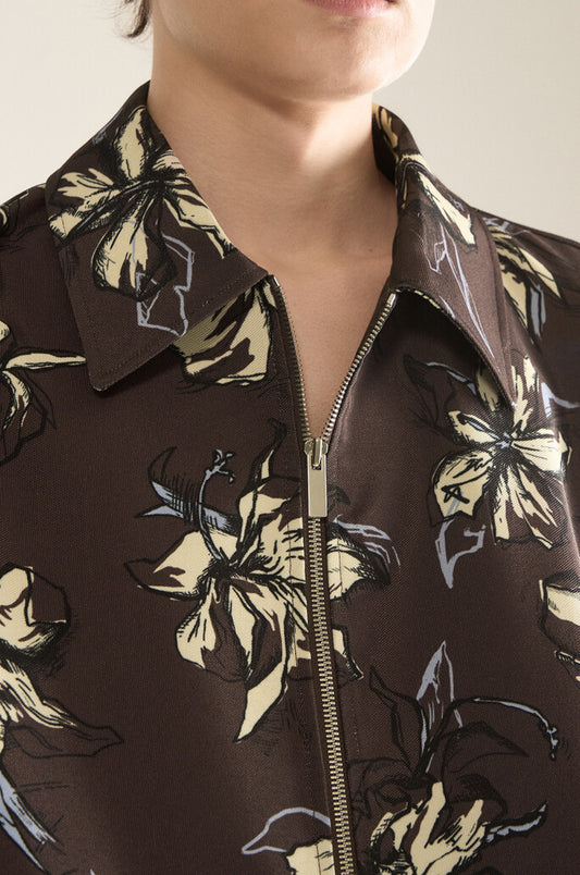 Flower Printed Bomber Jacket