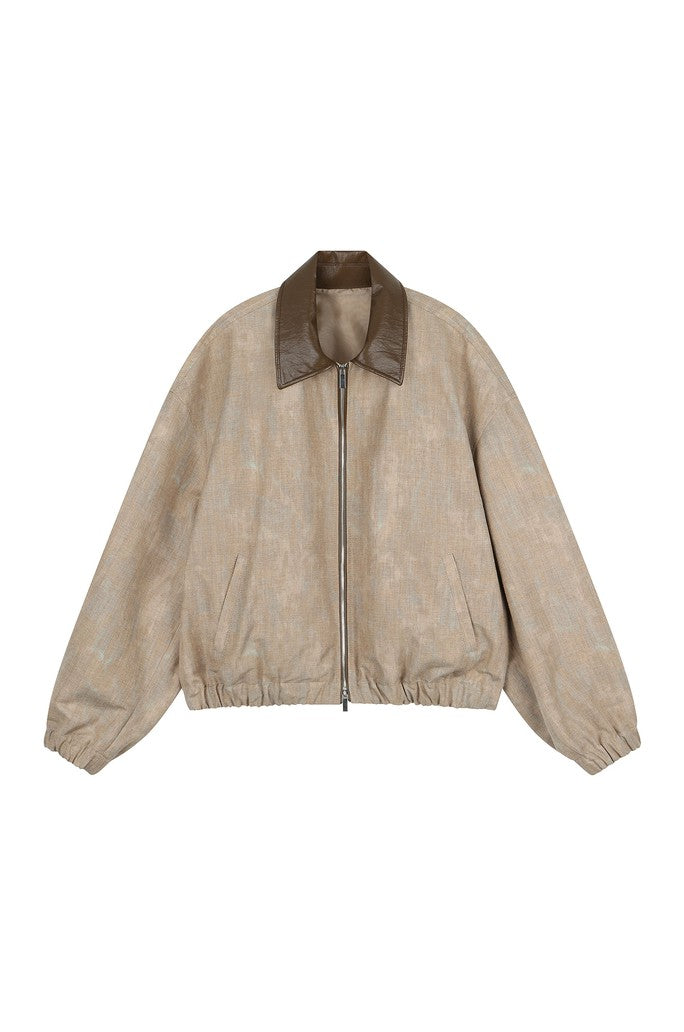 Beige Speckle Bomber Jacket