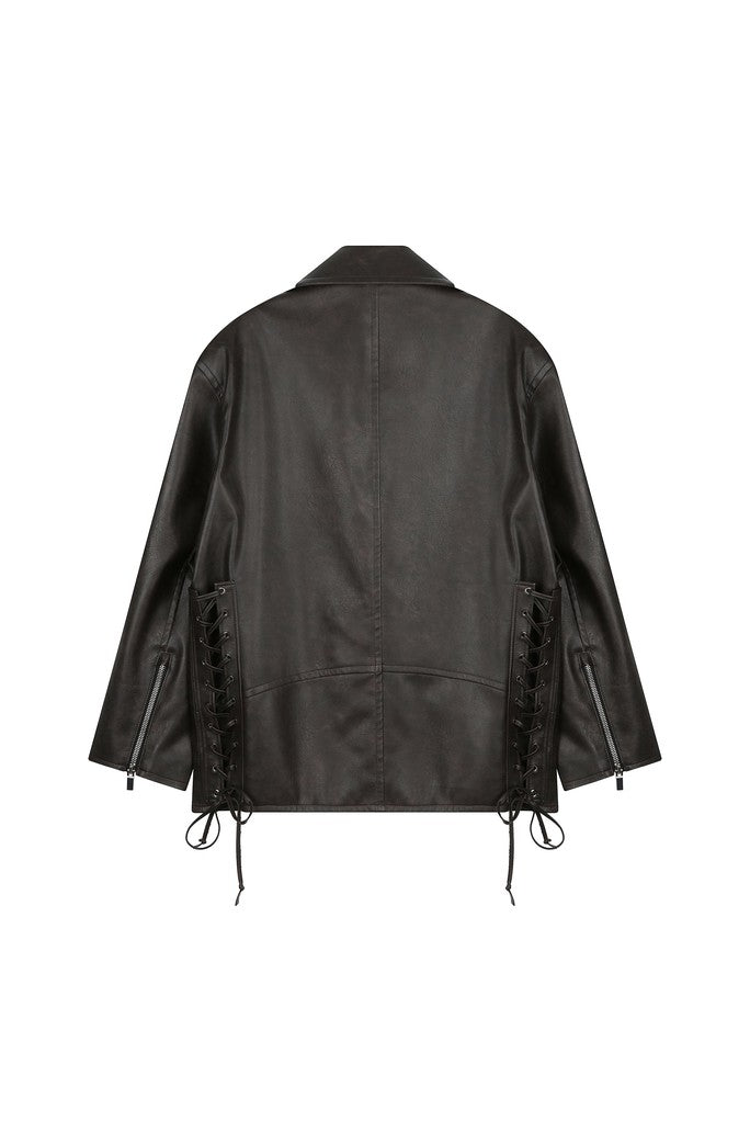 Knotted Faux Leather Jacket