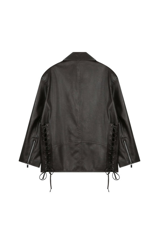 Knotted Faux Leather Jacket