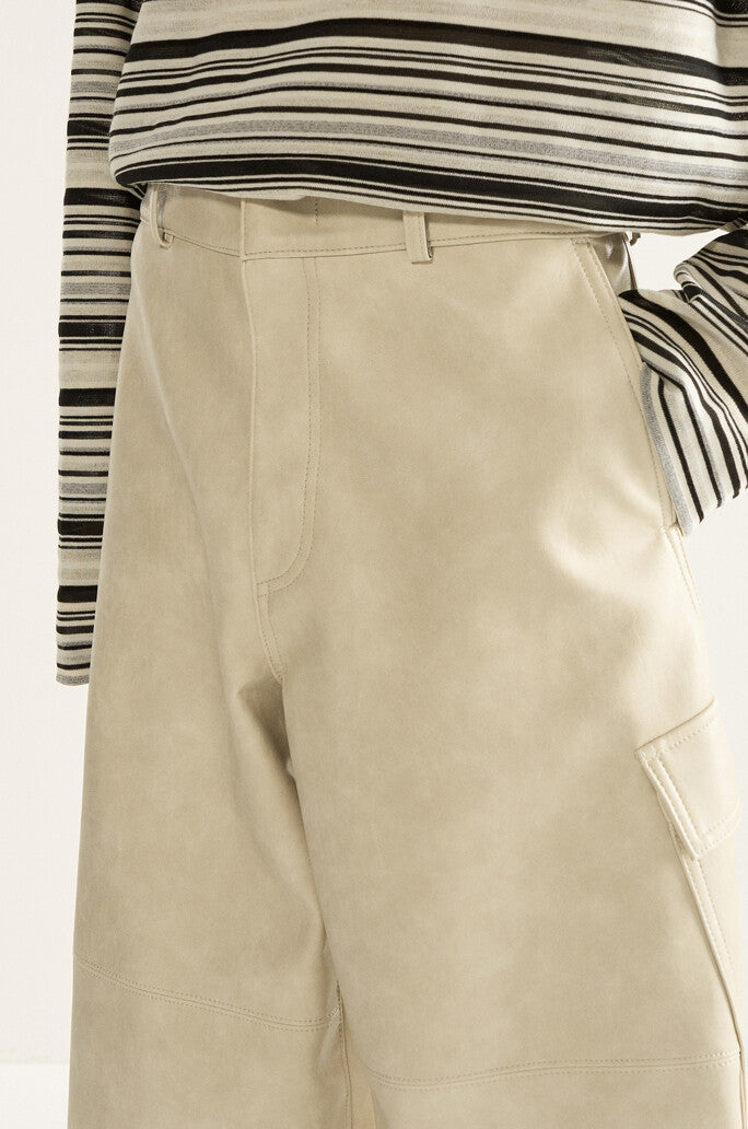 Faux Leather Cargo Pants