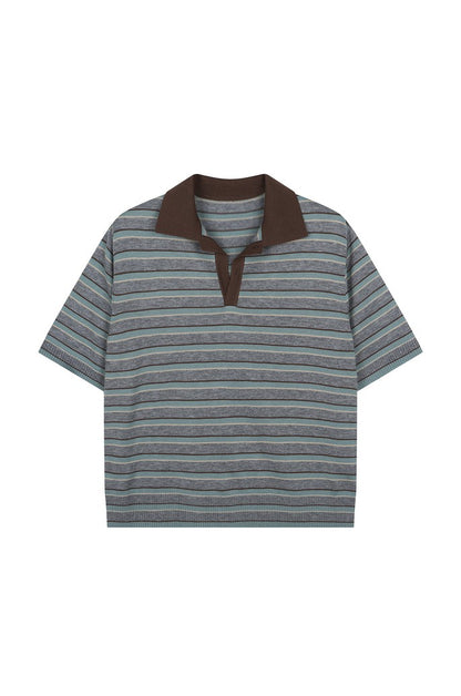 Striped Knitted Polo Shirt