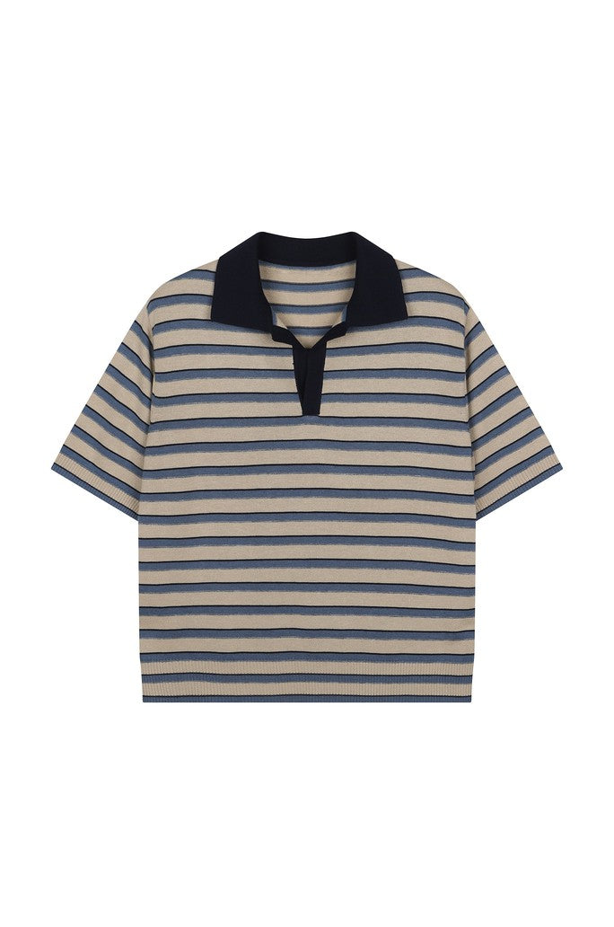 Striped Knitted Polo Shirt