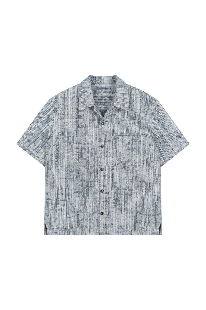 Denim Jacquard Camp Shirt