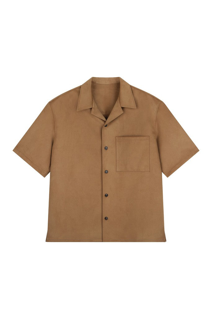 Faux Suede Camp Shirt