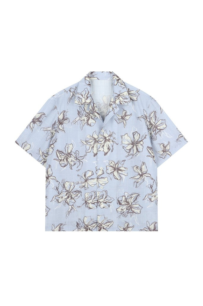 Flower Printed Hibiscus Camp Shirt