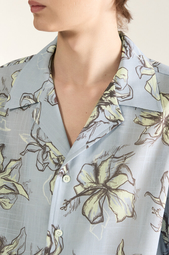 Flower Printed Hibiscus Camp Shirt