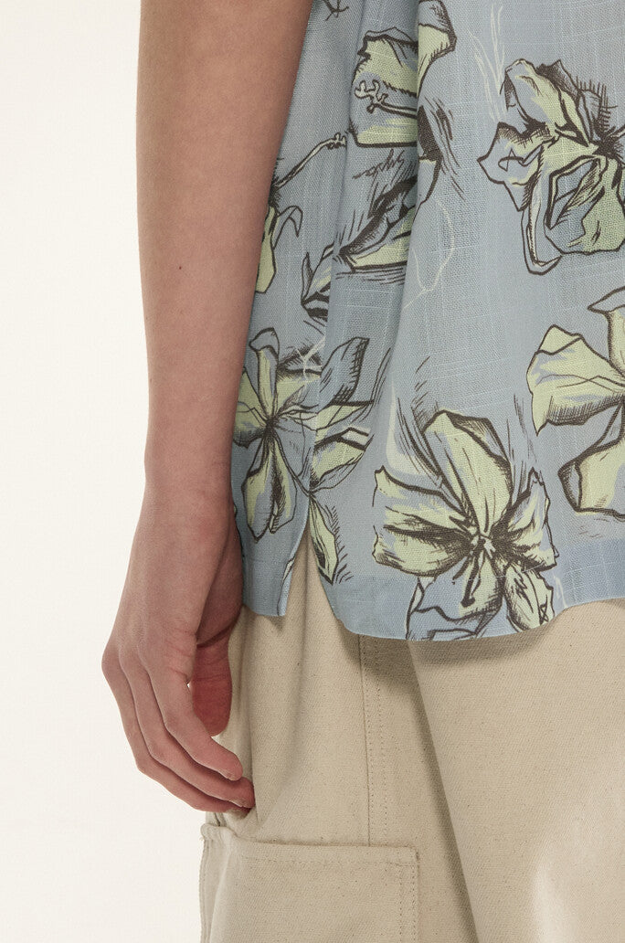 Flower Printed Hibiscus Camp Shirt