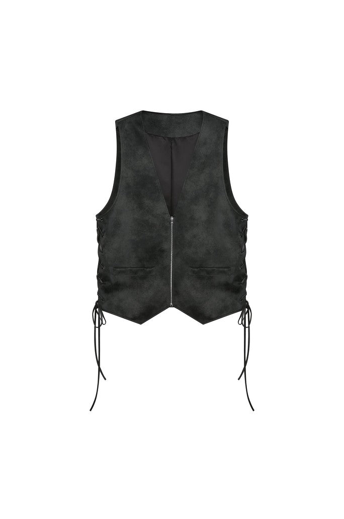 Knotted Faux Leather Vest