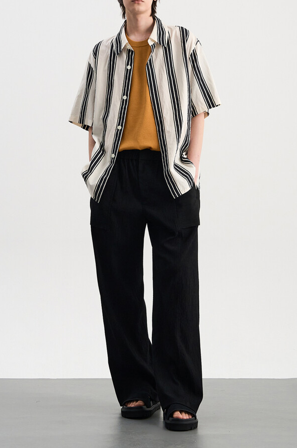 Crinkle Banding Wide Pants