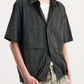 Crinkle Drawstring Half Shirt