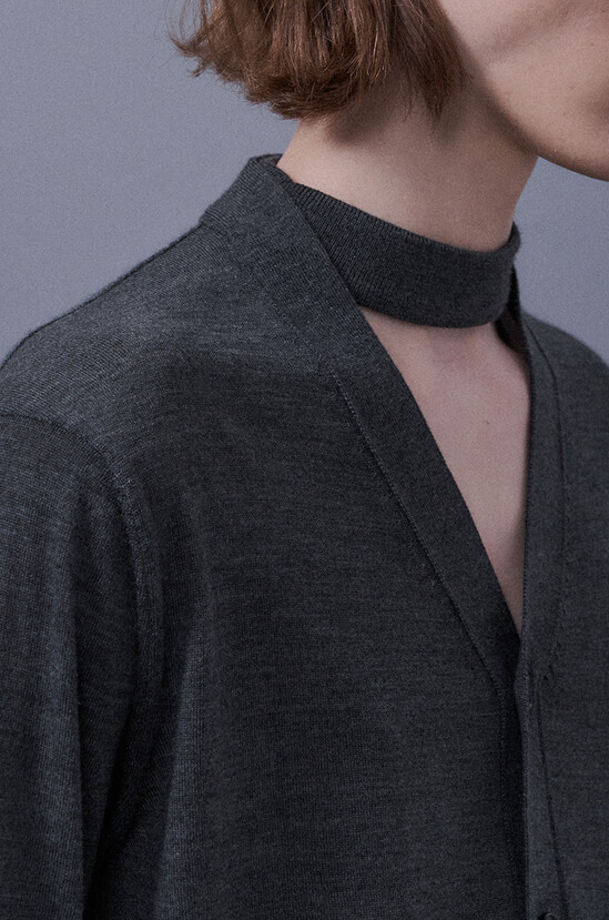 Cardigan Detail Wool Knitted Top