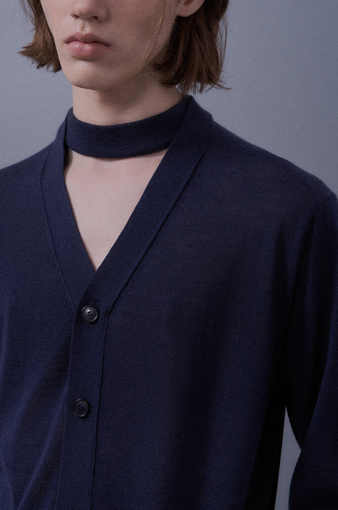 Cardigan Detail Wool Knitted Top