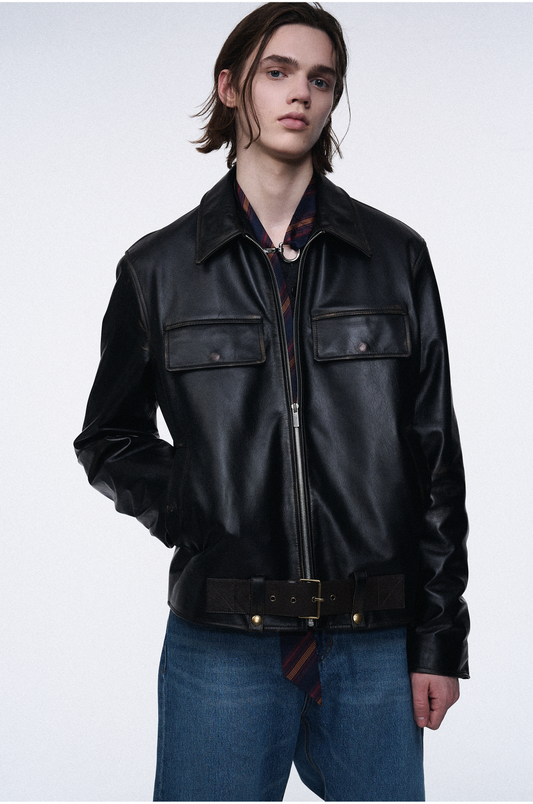 Distressed Real Leather Jacket